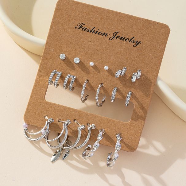 Set di gioielli da donna, alla moda, di alta qualità, in oro e argento, con grandi orecchini a croce di perle, più paia di orecchini da donna._voghion.com