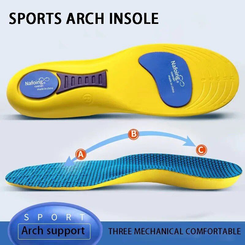 Semelle intérieure de sport orthopédique à Absorption des chocs, Support d'arc plat, déodorant, coussin respirant, semelles de course pour pieds d'homme_voghion.com