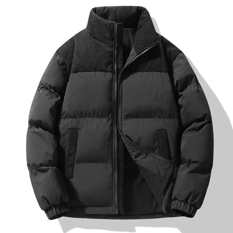 Veste matelassée épaisse et chaude pour hommes, col montant de couleur_voghion.com