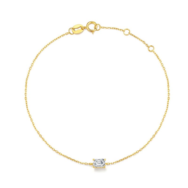 Simple And Fashionable Gold Inlaid Cultured Diamond Bracelet 0.3 Carat Emerald Shaped Diamond Gold Bracelet Spot_voghion.com