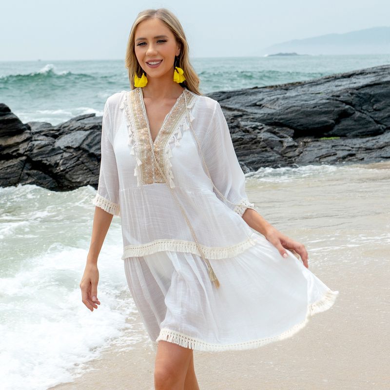 Robe ample décontractée pour femme, nouvelle collection été, protection solaire pour la plage_voghion.com