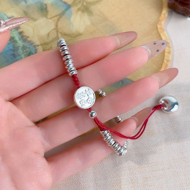 Bracelet de perles Ping An Joy de style chinois, design simple et haut de gamme, bracelet tissé à la main en corde rouge, fait main_voghion.com