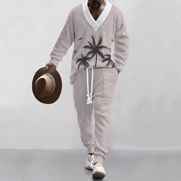 Meeste rõivad 2024 3D-printimisega vabaaja lahtised pikkade varrukatega žakaarmustriga kootud kampsunid, topid ja püksid, meeste ülikond_voghion.com