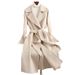 Damenbekleidung Langer Wollmantel für Damen mit Gürtel - Eleganter Trenchcoat für Herbst und Winter, Slim Fit Mantel in Schwarz, Rot, Beige, Grün_voghion.com