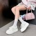 Thick Soled Mesh White For Women, 2025 New Versatile Sports Leisure Shoes, Height Increasing Lace Up Lightweight And_voghion.com
