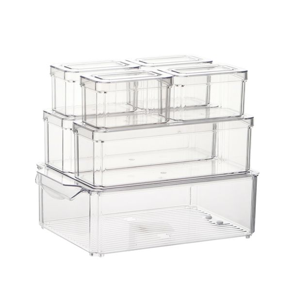 Thickened Seven Piece Set Japanese Food Storage Anti Smell Transparent Visible Freezer Refrigerator Storage Box_voghion.com