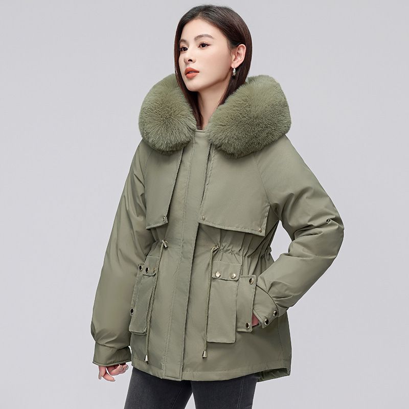 Kurzer Puffermantel für Damen mit abnehmbarer Pelzkapuze – warme Winterjacke mit Fleecefutter, übergroße Passform, leicht und stylisch, mehrere Farben​_voghion.com