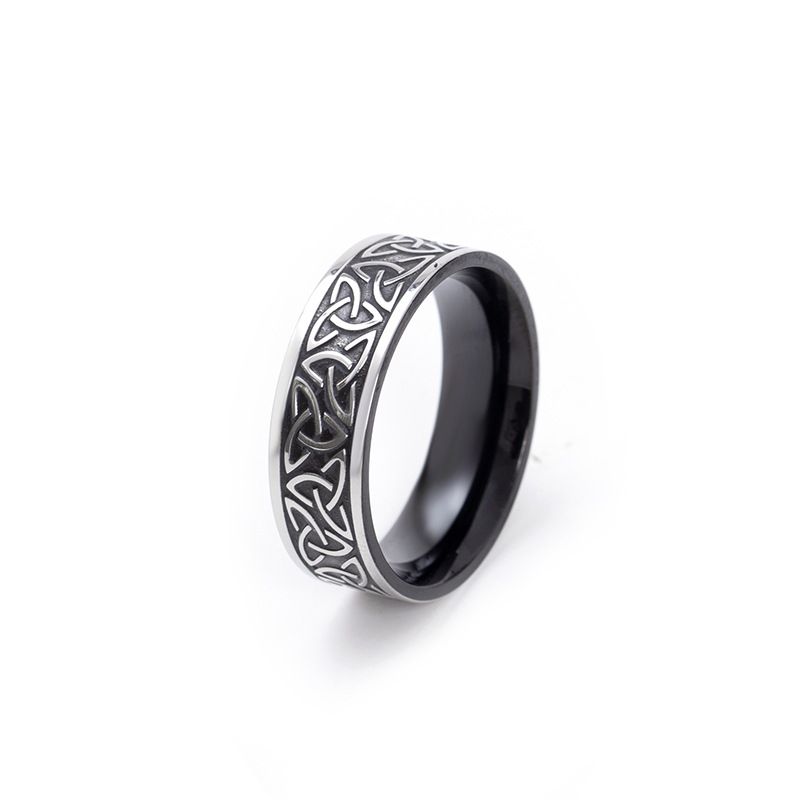 New Design Nordic Style Titanium Steel Viking Rune Personality Men's Bold Ring Jewelry_voghion.com