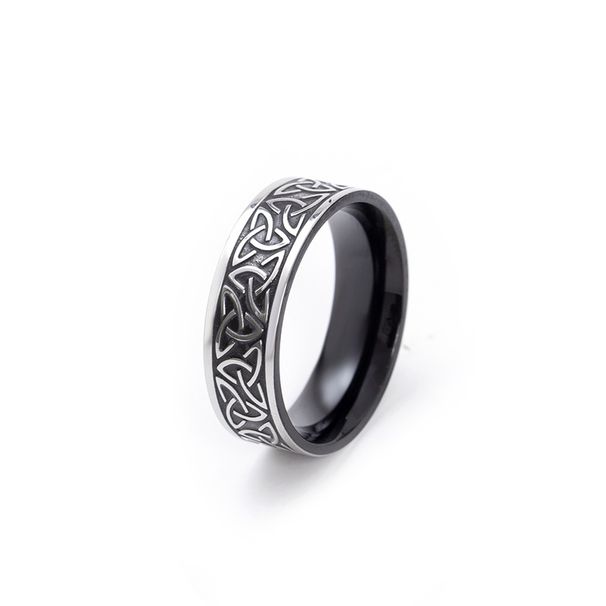 New Design Nordic Style Titanium Steel Viking Rune Personality Men's Bold Ring Jewelry_voghion.com
