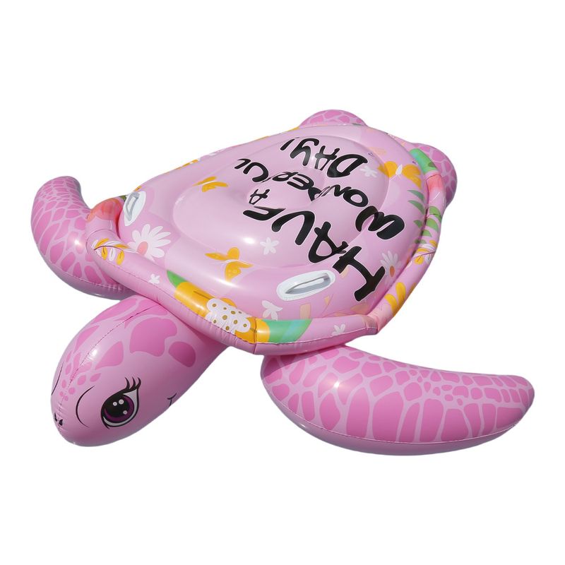 Aufblasbarer Schwimmring in Form einer rosa Schildkröte mit Griffen – Wasserspielzeug für Kinder und Erwachsene für Pool, See und Strand_voghion.com