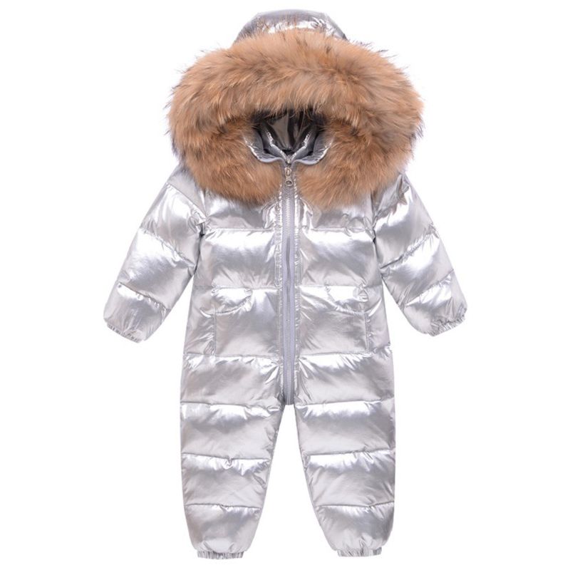 ​Baby Winter Puffer Jumpsuit - Warm & Soft Hooded Snowsuit For Boys & Girls (80-100cm, Pink/Black/Beige/Silver)​_voghion.com