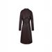 Sobretudo feminino trench coat de poliuretano com abotoamento duplo – cinto ajustável e bainha estendida (XS-XL, preto/marrom)_voghion.com