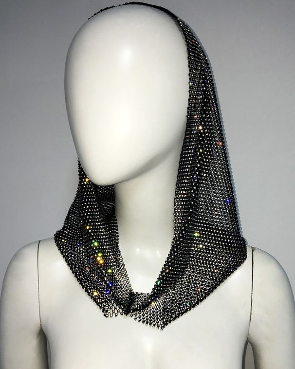 Cappello elastico con strass foulard accessori personalizzati cappello con rete da pesca cappello foulard_voghion.com