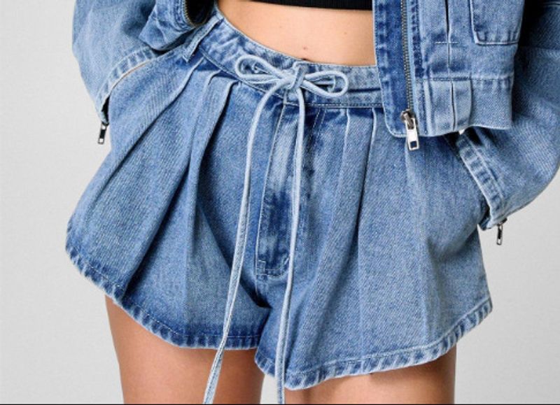 Vêtements pour femmes Style de vêtements de travail Veste en jean pour femmes Taille haute Ample Slim Short Costume Femmes_voghion.com