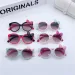 Fashion Girls Boys Shiny Bowknot Sunglasses Beautiful Cat Kids Fashion Gradient Glasses uv400_voghion.com