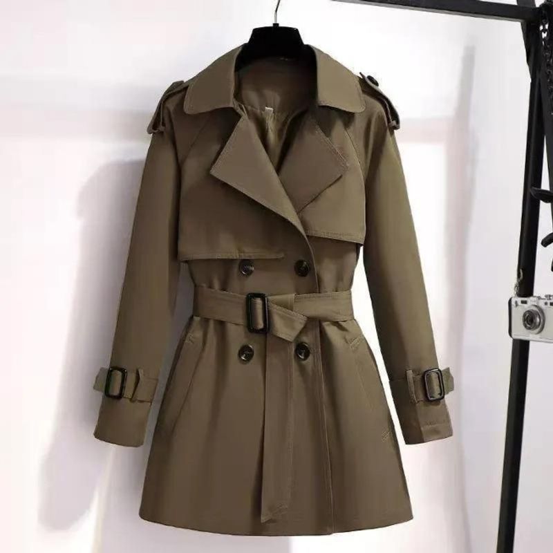 [Doppellagig mit Futterstoff] Herbst Winter Neue Windjacke Damen Mittellang bis lang Arbeitskleidung Britischer Stil Locker_voghion.com