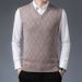 Men's Wool Blend V-Neck Sleeveless Sweater Vest - Plaid & Camouflage Pattern, Slim Fit, Casual Pullover For Autumn_voghion.com