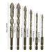 Four-Edged Eccentric Drill Bit Skewed Head High Hardness Tile Drill Bit Serrated Concrete Drill Bit Set For 4/6Pcs Drilling Tool_voghion.com