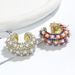 Colorful Inlaid Diamond Non-Pierced Clips Metal Rainbow C-Shaped Ethnic Style Ear Cuffs Pearl Earrings For Women_voghion.com