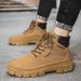 Martin Boots Men's High-top Tooling Boots Leather Retro Style Big Yellow Boots Can't Be Kicked Badly_voghion.com