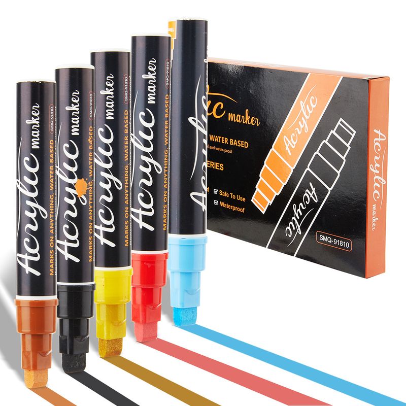 10mm Square Acrylic Markers Set - 12 Vibrant Colors For Students, Artists & DIY Enthusiasts - Quick-Drying, Blendable, Ideal For Sketching_voghion.com