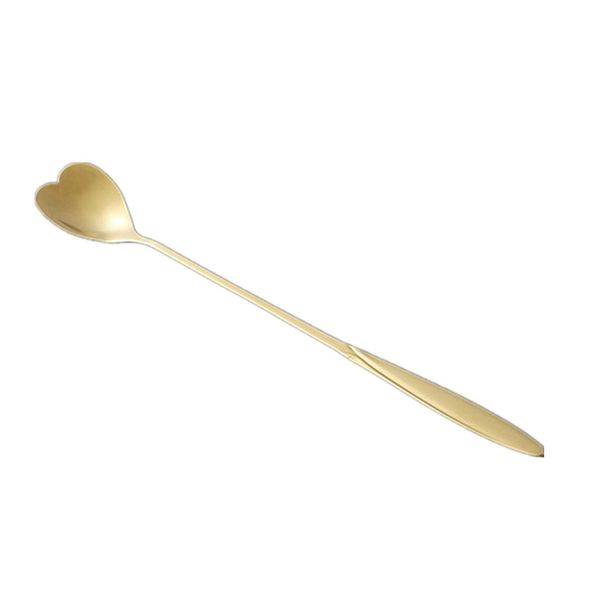 10 pezzi 18 cm Music Bar Cucchiaio per mescolare a forma di cuore dorato Tazza per mescolare Forniture per bar di ghiaccio Cucchiaio da caffè in acciaio inossidabile_voghion.com