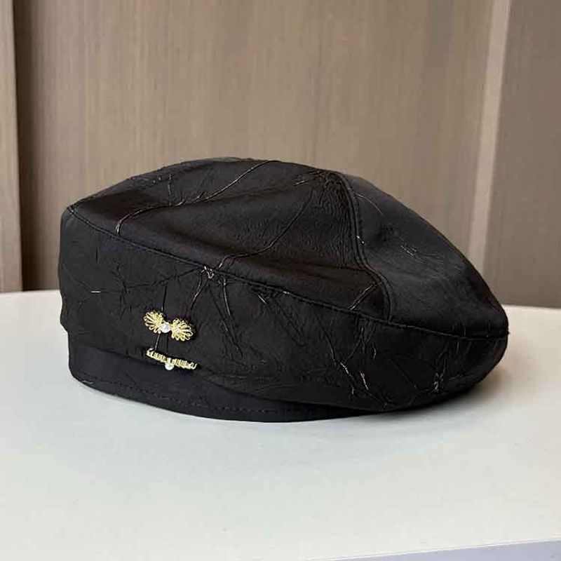 Boina de moda para mujer, temperamento versátil, sombrero de pintor, sombrero pequeño con forma de capullo de calabaza para primavera y verano_voghion.com