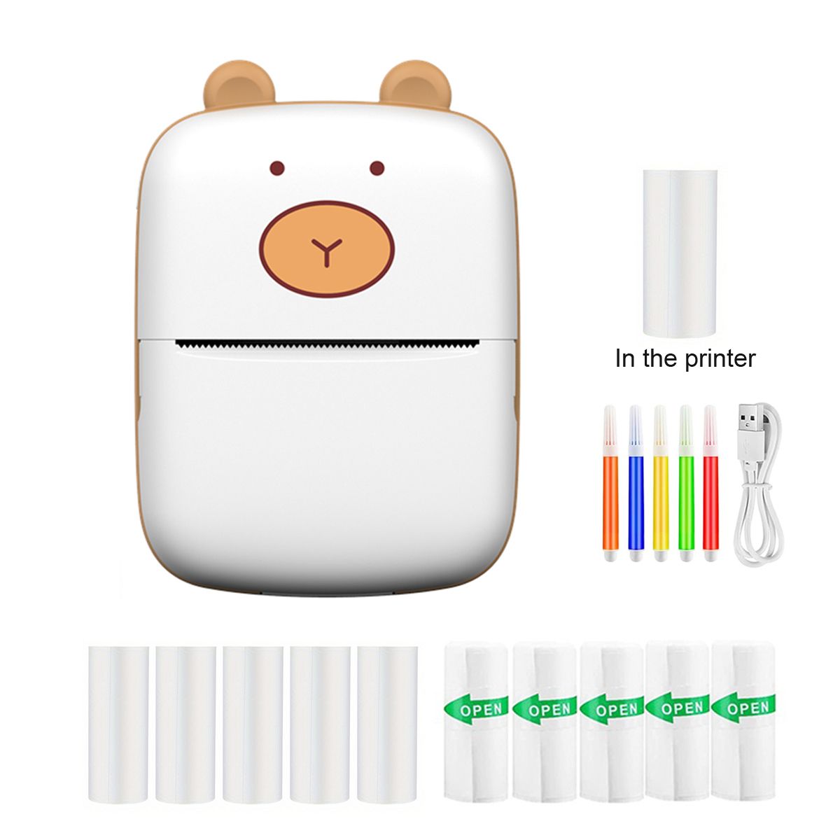 Mini stampante tascabile, stampante termica wireless BT per foto, ricevute, note, etichette, codici QR, stampante portatile senza inchiostro per regali per telefoni iOS e Android_voghion.com