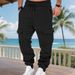 Herren-Cargo-Jogginghose mit schwerem Fleecefutter – Winterhose mit lockerer Passform und Kordelzug und mehreren Taschen (100 % Polyester)_voghion.com