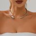 Choker con colletto aperto a molla liscio in metallo personalizzato con design minimalista a forma di goccia d'acqua e cerchio semplice_voghion.com