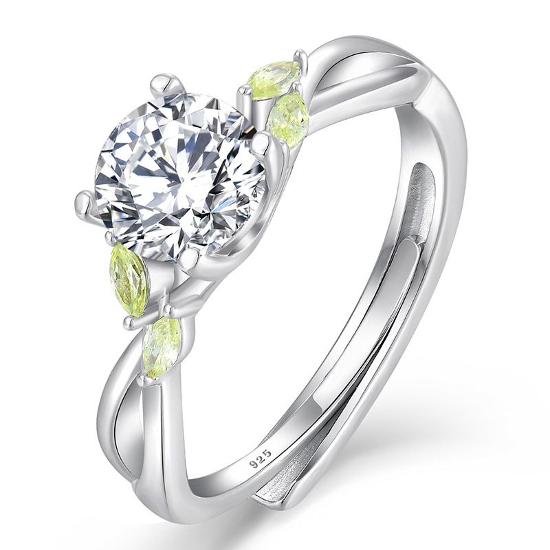 Bague ouverte de luxe légère à la mode pour femme, bague simple en argent sterling S925 avec diamant, bijoux en argent_voghion.com