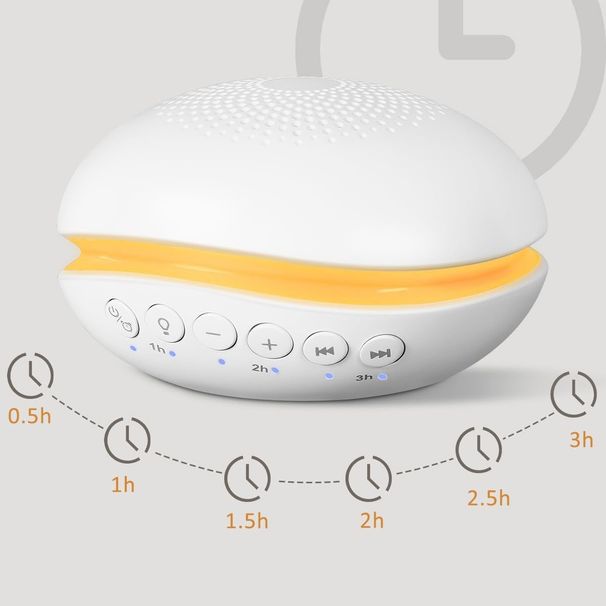 Alto-falante de ruído branco, instrumento de sono portátil, máquina calmante para dormir de bebês, luz noturna musical para ajudar a proteger e reduzir o ruído_voghion.com