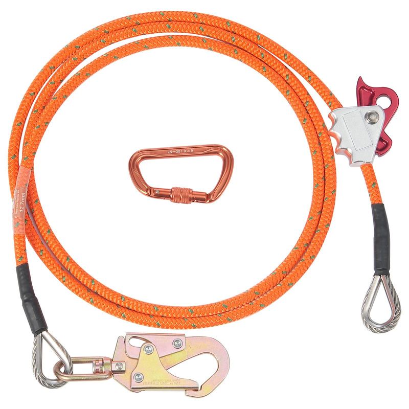 VEVOR 12.7mm Steel Core Flipline, 10ft(3m) Arborist Flipline For Tree Climbing With Alloy Steel Snap Hook & Aluminum Alloy Carabiner, 32KN Breaking Tension For Fall Protection, Tree Climber_voghion.com