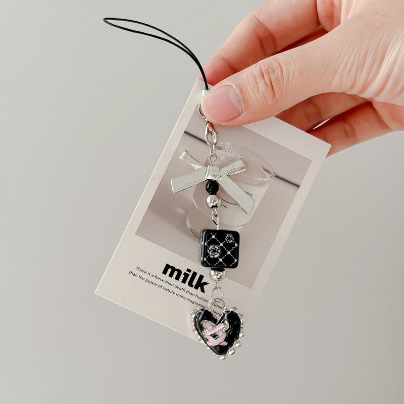 Portachiavi con ciondolo per borsa personalizzato con auricolare CCD, portamonete e catena per telefono a forma di cuore Y2K, stile dolce e fresco._voghion.com