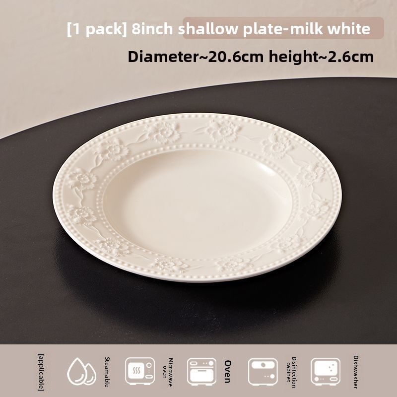 2025 New French Style Embossed For Home Use, Underglaze Color Ceramic Dishes, High-Value Bowls And Plates_voghion.com