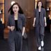 "Plus Size Women's Blazer & Wide-Leg Pants Suit Set Comfortable Business Casual Outfit Spring Autumn Stretch Fabric"_voghion.com