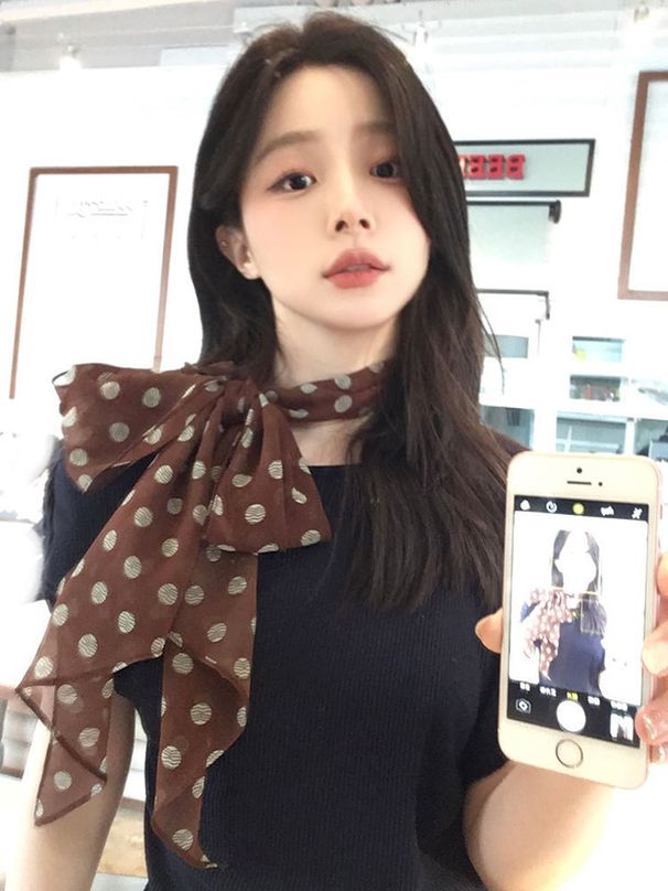 Mistakenly Mistaken For A Korean Drama Female Lead, Versatile Polka Dot Long Women's Beach Vacation Necktie, Scarf,_voghion.com
