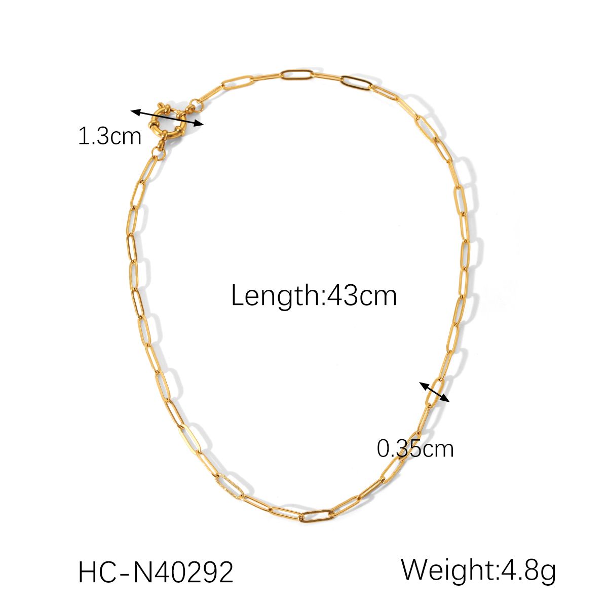 Collana con catena a graffetta e ciondolo a cerchio spesso per donna, collane in acciaio inossidabile placcato oro, gioielli di moda_voghion.com