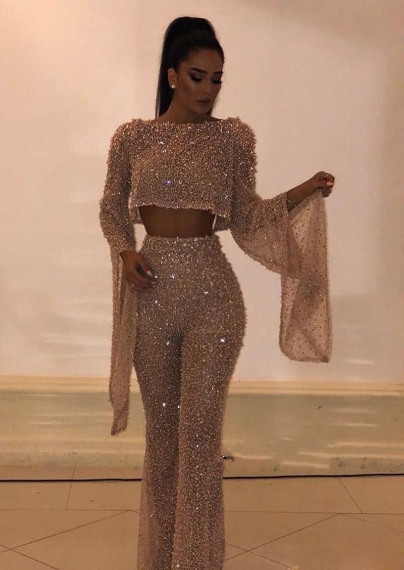 Sexy O-neck Sequins Glitter Lady Women Batwing Sleeve Banquet Party Beach Jumpsuits Full Pants Backless Rompers_voghion.com
