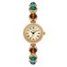 Gordy Vintage Light Luxury Colorful Turquoise Bracelet Niche High-End Cat's Eye Stone Chain Quartz Watch_voghion.com