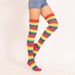 2025d Red Colorful Rainbow Striped Over-the-Knee Socks Extra Long Style_voghion.com