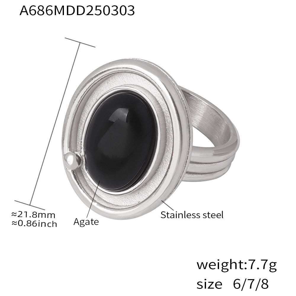Anello da donna con zircone intarsiato, anello alla moda, personalità, in acciaio inossidabile, colore preservante, anello per indice, combinazione di marea_voghion.com