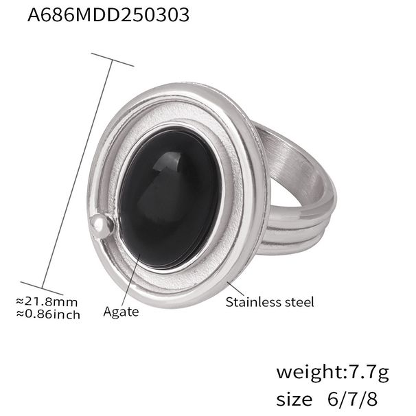 Anello da donna con zircone intarsiato, anello alla moda, personalità, in acciaio inossidabile, colore preservante, anello per indice, combinazione di marea_voghion.com