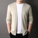 Spring New Solid Color Knitted Casual Knitwear Fashion Korean Version Cardigan Men's Thin Jacket_voghion.com
