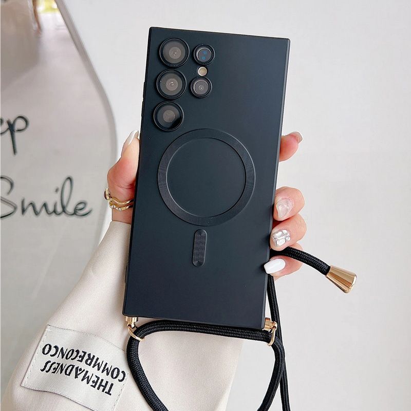 Etui magnetyczne na telefon Crossbody do Samsung Galaxy S25 S23 Ultra S24 FE S22 S21 Plus Miękka skorupa odporna na wstrząsy ochronna obudowa_voghion.com
