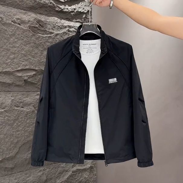 Giacca da uomo con colletto rialzato, semplice, versatile, alla moda e di alta qualità, con protezione solare_voghion.com