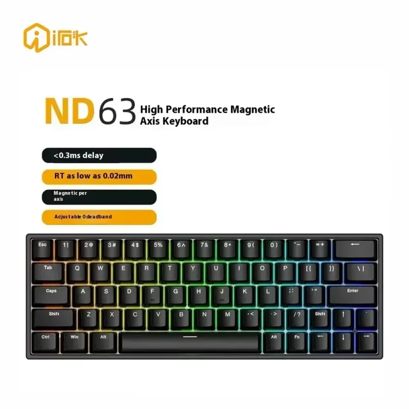 Irok ND63 Pro Magnetschalter Hot Swap RGB Mechanische Tastaturen E-Sport Anpassen Kabelgebundene Tastatur PC Für Gaming_voghion.com