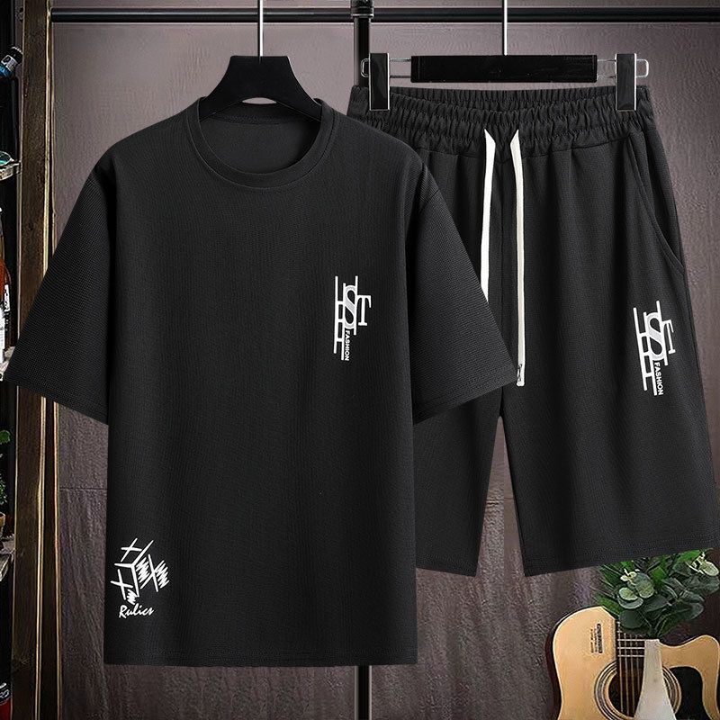 Men's Clothing Summer New Large Size Sports Suit Short Sleeved Trendy Shorts Loose Top Casual Handsome Men's Suit_voghion.com