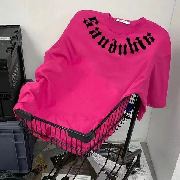 Herrkläder Retro Hiphop Letter Kortärmad T-shirt för män och kvinnor på våren och sommaren Lös tröja i lat stil för par T_voghion.com