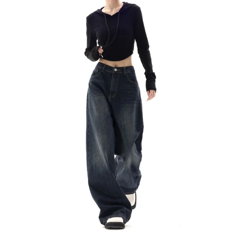 Wijde pijpen jeans vrouwen Koreaanse mode harajuku baggy denim broek oversized streetwear vintage y2k herfst casual broek_voghion.com